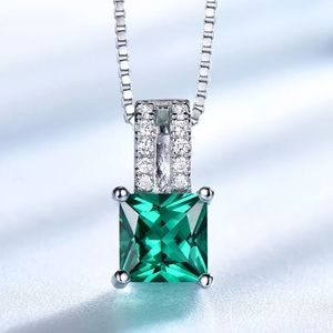Emerald Sterling Silver 925 Pendant Necklace